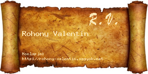 Rohony Valentin névjegykártya